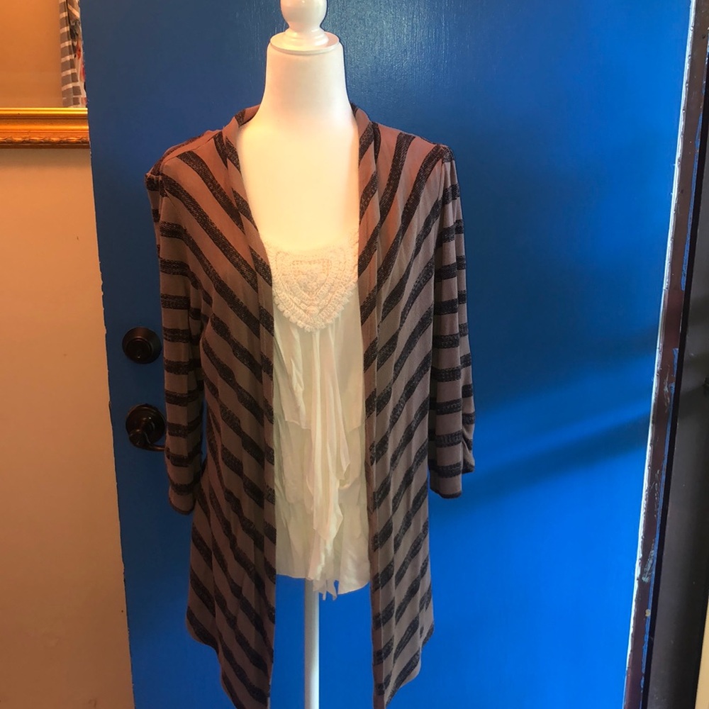 Women’s Striped Cardigan with attached Tank